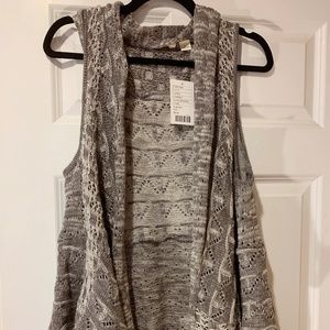 Anthropologie Sleeveless Gray Cardigan